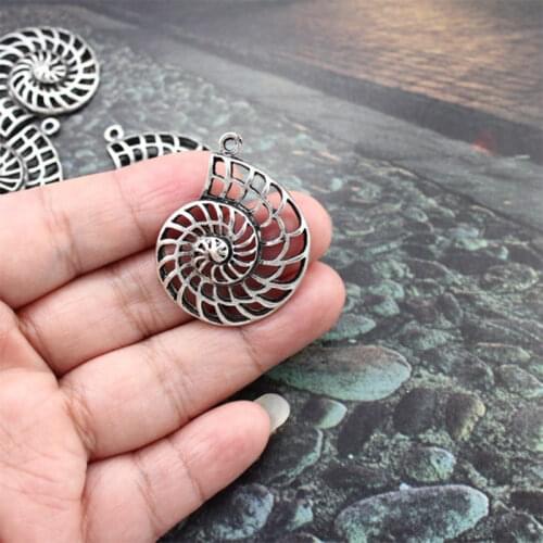 5Pcs 28x35mm Spiral Shell Charms Antique Silver Color Tone Pendant Findings Diy Aesthetics Accessories Handmade Jewelry Makeing