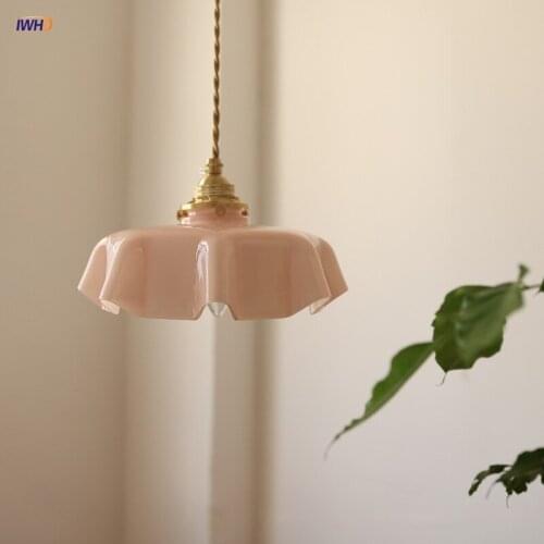 Macaron Glass LED Pendant Lights Colorful Modern Nordic Hanglamp Creative Lotus Hanging Lamp Fixture Ceiling Decor Home Living