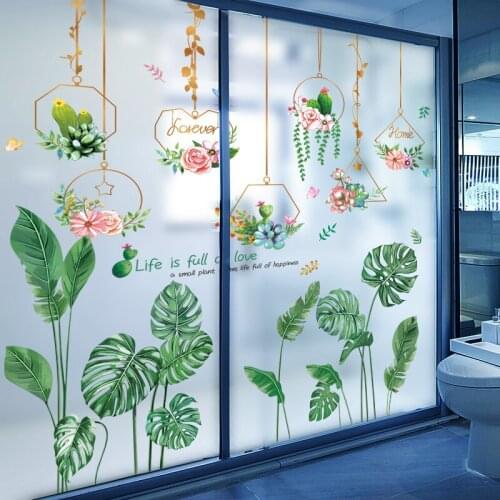 Succulent Flowers Wall Sticker DIY Plant Pendants Wall Decor Decals for Living Room Bedroom Kitchen Nursery Home Decoration