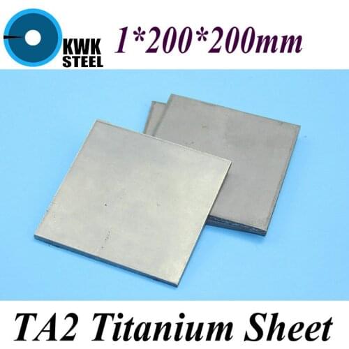 1*200*200mm Titanium Sheet UNS Gr1 TA2 Pure Titanium Ti Plate Industry or DIY Material Free Shipping