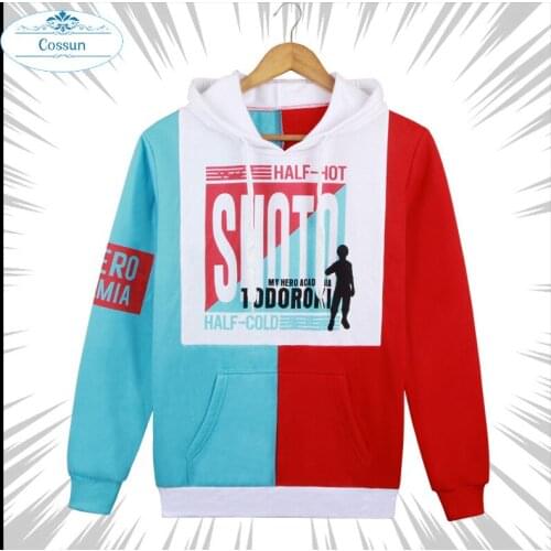 COSSUN Anime My Hero Academia Todoroki Shoto Hoodies Hooded Coat with Velvet Autumn Winter Men Women