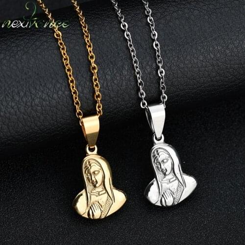 Nextvance Quality Stainless Virgin Mary Jesus Christ Necklace Ave Maria Holy Mother Amulet Pendant Christian for Thanksgiving