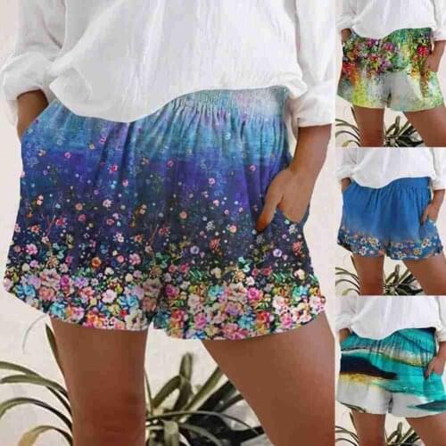 2021 New Summer Casual Floral Shorts Outdoor Beach Size Plus Loose Fashion Womens Shorts Pockets 5XL Print Flower Shorts T8I2