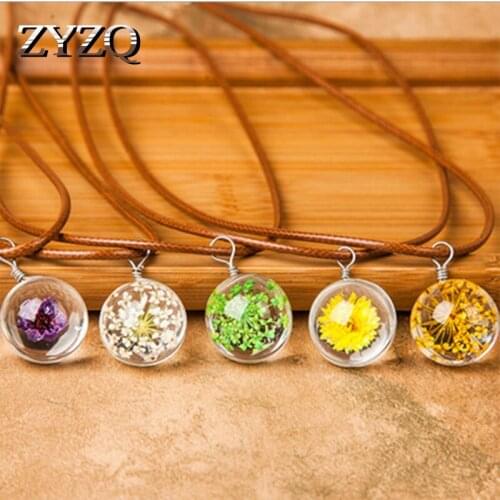 ZYZQ Romantic Plant Dry Flower Necklace Choker For Women Hot Selling Time Stone Design Birthday Gift For Girlfriend Wholesale