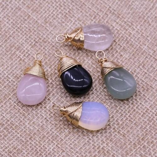 1pc Natural Stone Pendants Water Drop Clear Quartz for Trendy Jewelry Making Necklace Earrings Gift Accessories