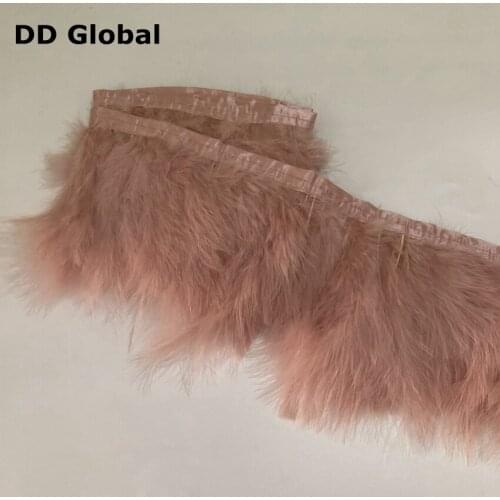 2Meters Leather Pink Dyed Marabou Feather Trims strips 6-8inch Turkey Feathers for Crafts Ribbon Boa Clothing Wedding Decoration