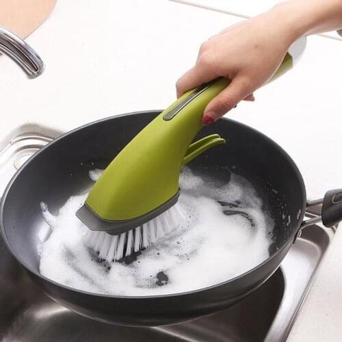 2PCS Automatic Add Detergent Cleaning Brush Portable Cleaning Brush Long Anti-Skid Handle Automatic Add Detergent