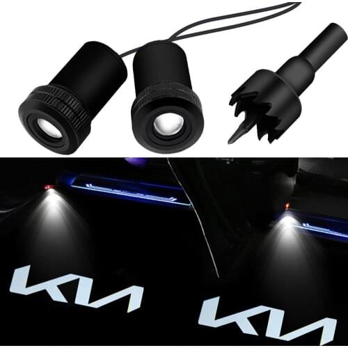 2pcs LED Laser Shadow Light For Kia Sportage Optima Rio Ceed Stinger Proceed Picanto K5 K3 K2 K7 K9 KX5 KX3 KX1 Kia Logo Light