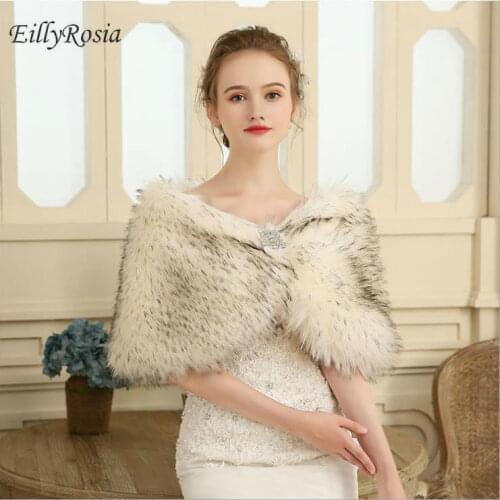 2020 Free Size Bridal Wraps Faux Fur Winter Wedding Coats In Stock High Quality Jacket Shrug Shawl Wedding Accessories for Bride