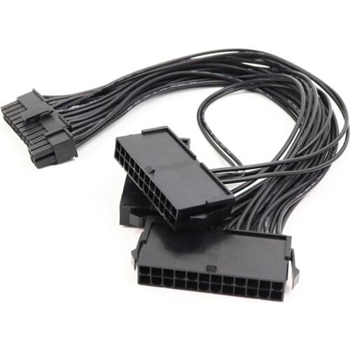 24-Pin Dual PSU Power Supply Extension Cable for ATX Motherboard 24 Pin 20 + 4 Dual Multiple Splitter Adapter Cable 12 inch/30cm