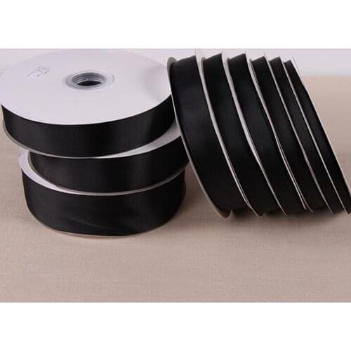 25 Yards\lot 6mm-50 mm Width Black Polyester Ribbons DIY Material Grosgrain Ribbon For Wedding Party Decor Gift Packing Belt