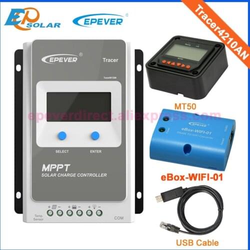 40A 12V/24V MPPT Solar Panel Battery Charge Regulator with MT50 wifi function and USB cable Tracer 4210AN
