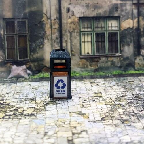 5 Pcs 1/87 HO Scale Model Garbage Trash Can Rubbish Bin Model Train Railway Layout