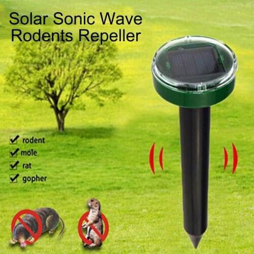 5Pcs Solar Powered Ultrasonic Sonic Mouse Mole Pest Rodent Repeller Repellent Yard LED Light Repeller Outdoor Lamp Yard Garden