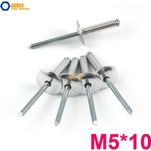 50 Pieces M5*10 Aluminum Large Flange Blind Rivet Pop Rivet Open End