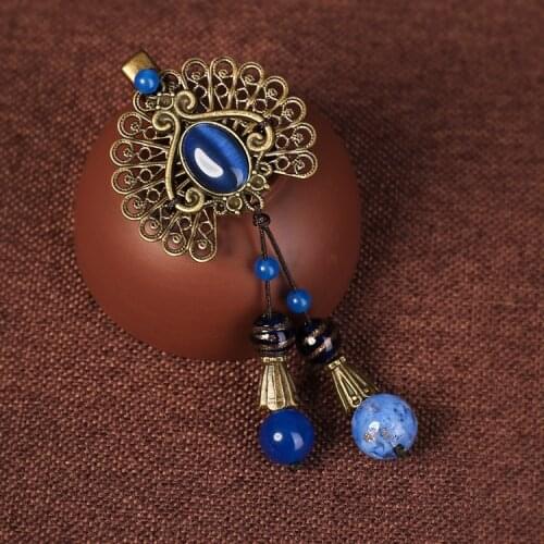 Palace Retro Hair Accessories Original Accessories Copper Hairpin Clip Manufacturer Direct Sales No.5113 Blue