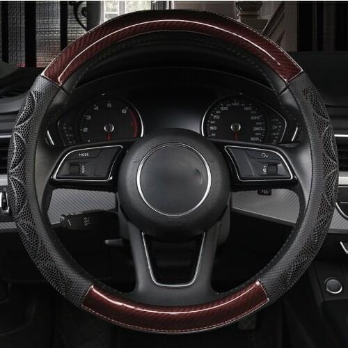 Car-styling Steering Wheel Cover Carbon Fiber Leather 37-38CM Cars Wheel Covers Anti Slip Breathable Universal Auto Accessories