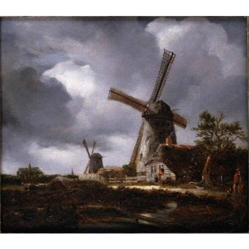 Free Shipping classical Windmill landscape canvas prints oil painting printed on canvas home wall art decoration picture unfamed