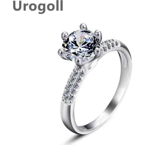 Noble Women Bridal Ring Pure 925 Sterling Silver Luxury Jewelry Rings Shining Cubic Zirconia Wedding Finger Rings For Girl