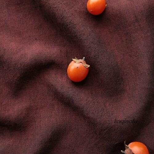 Pure color charcoal red high density woven linen fabric Linen clothing Fabric