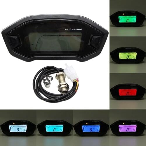 LCD Backlight Digital 12V Universal Motorcycle Speedometer Odometer Tachometer Instrument Gauge Trip Meter