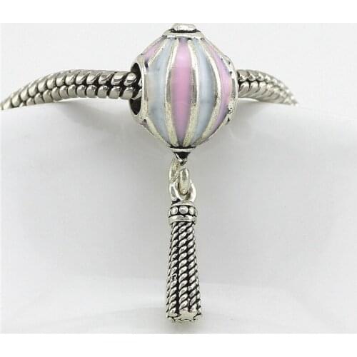 European Lantern Pendant With Pink Drip Oil Tassel Alloy Beads Charms Fit pan Bracelets & Bangles Necklace DIY Jewelry