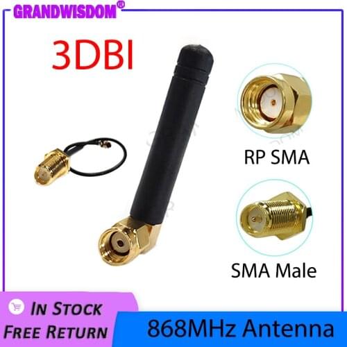 GSM 868MHz 915MHz Antenna lora pbx ipex 3dbi RP-SMA Connector 915 MHz 868 MHz antena antenne 21cm SMA Male /u.FL Pigtail Cable