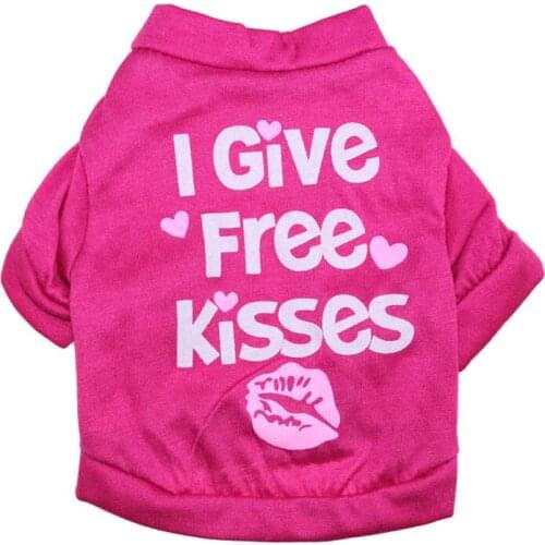 Summer Clothes For Teddy XS-L New Design Printed Pet Dog T Shirts Red Rose Puppy