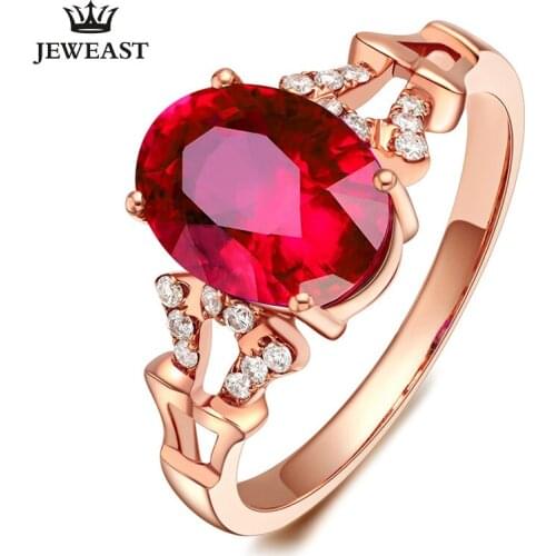 LSZB Natural red tourmaline 18K Pure Gold 2020 New Hot Selling Top Ring Women Ring For Ladies Woman Genuine Jewelry
