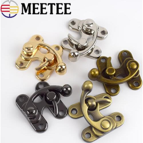 Meetee 5/10pcs 45X37mm Metal Handbag PadLock Hasp Clasp Retro Gift Box Casting Lock Buckle DIY Luggage Replacement Accessories