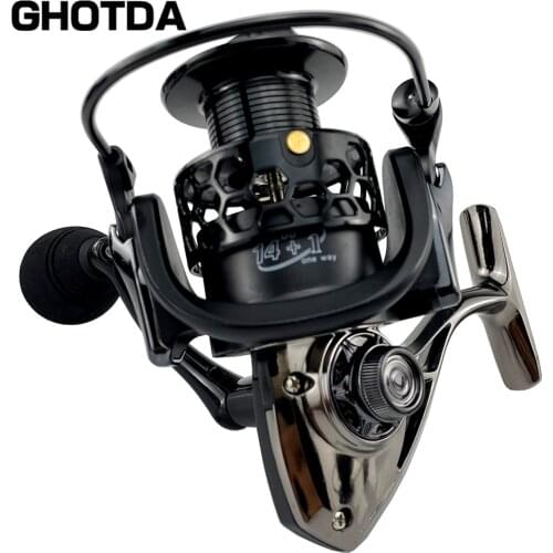 Metal Spool and Reel Seat and Rocker Spinning Reel 12KG Max Drag Power Fishing Reel for Bass Pike Fishing