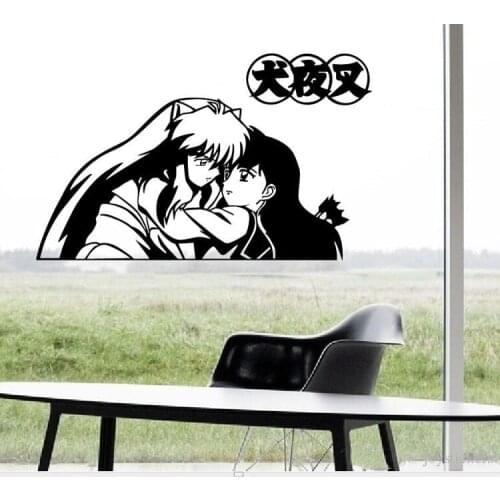 Anime Cute Cartoon Lovely Inuyasha Kikyo Sketch Hug Together Cool Propile Wall Sticker Decal Home Decor For Anime Fans joy264