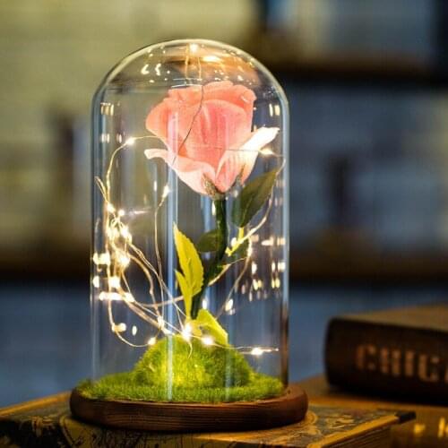 New MotherS Day Valentiness Day Eternal Rose Flower With Glass Cover Led Light Floral Preserved Fresh Luminescent Flowers