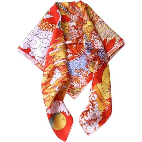 Brand New Luxury Twill Silk Scarf Female Wraps & Shawls Stain Silk Queen Pashmina Handmade Rolled Hems 90cm Christmas Gift