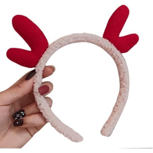 Plush Antler Head Hoop Cartoon Women Makeup Headband Cute Soft Head Hoop Photography Props Hair Hoop Sweet Xmas Hair Accessories