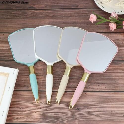 1pc Plastic Vintage Hand Makeup Mirrors Makeup Vanity Mirror Rectangle Hand Hold Cosmetic Mirror With Handle For Gifts
