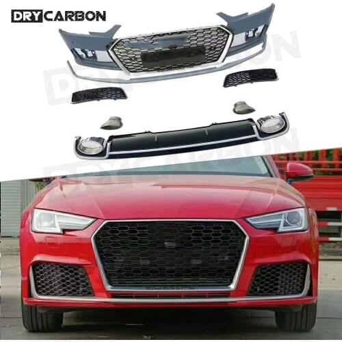 3PCS PP body kit car auto front bumper Rear diffuser grills for Audi A4 RS4 2016 2017 2018 Car Styling