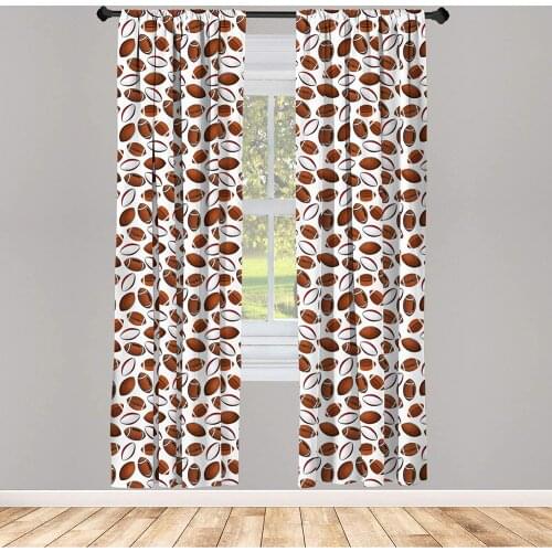 American Football Curtain for Kids Room Classic Rugby Balls in Cartoon Style Sports Competition Lightweight Window Drapes