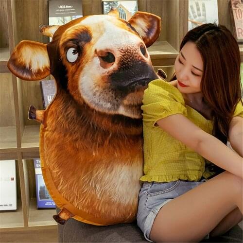 Funny Simulation Cow Doll Pillow Party Activities Spoof Props Plush Cushion Sand Carving Year of the Ox Mascot Wholesale