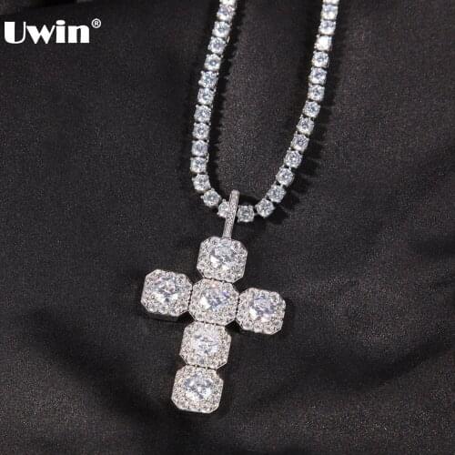 UWIN Cross Pendants Necklace AAA Cubic Zirconia Fashion Jewelry Unisex Stylish Charms Necklaces Hiphop Jewelry for Dropshipping