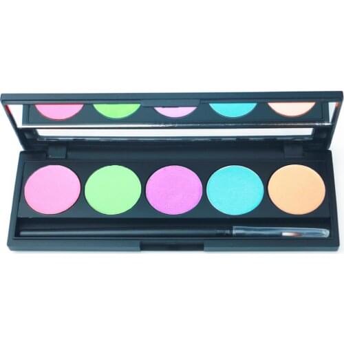 Bowitzki Water Active Retro Liner for Eyeliner palette Makeup Pastel UV Glow Color Face and Body Paint 5 color with brush