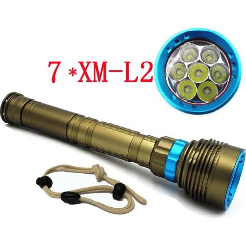 Waterproof LED Diving flashlight 7 x XML T6 XM-L2 8400LM 3 Modes 70W Underwater 100M Torch USe 18650 26650 Battery