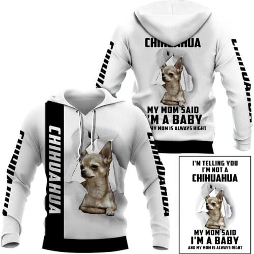 Funny Chihuahua 3D All Over Printed Mens Hoodie Harajuku Unisex Casual Pullover Autumn Fashion Tracksuits DY199