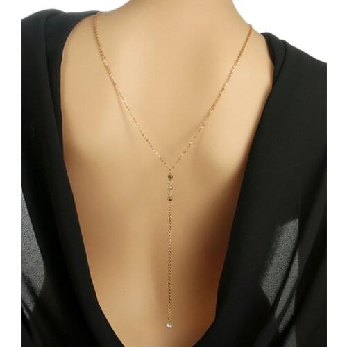 2019 New Fashion Backdrop Necklace Back Chain Jewelry For Women Elegant Long Rhinestone Party Wedding Backless Dress Accessories