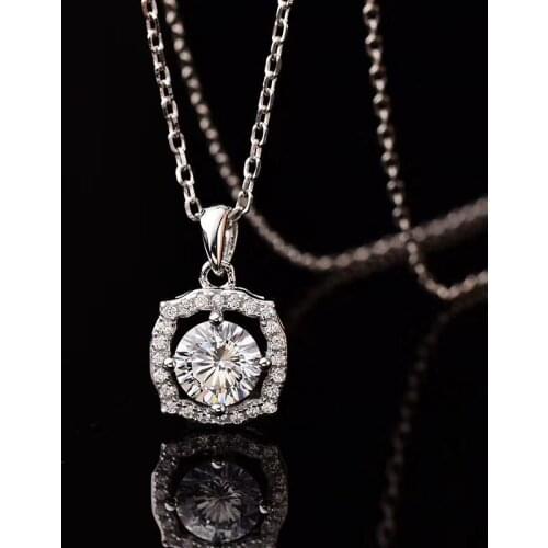 925 sterling silver moissanite 1.00ct D VVS fashion pendant necklace customizable 18k gold jewelry 925 necklace women