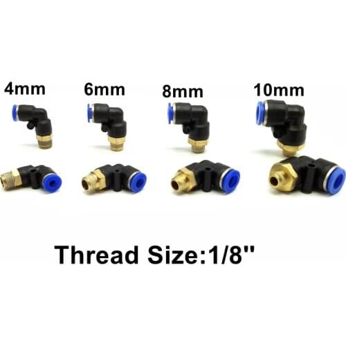 1 lot Pneumatic Fittings Thread Size 1/8'' L Type Fitting Tube OD 4mm 6mm 8mm 10mm Fittings PL4-1 PL6-1 PL8-1 PL10-1