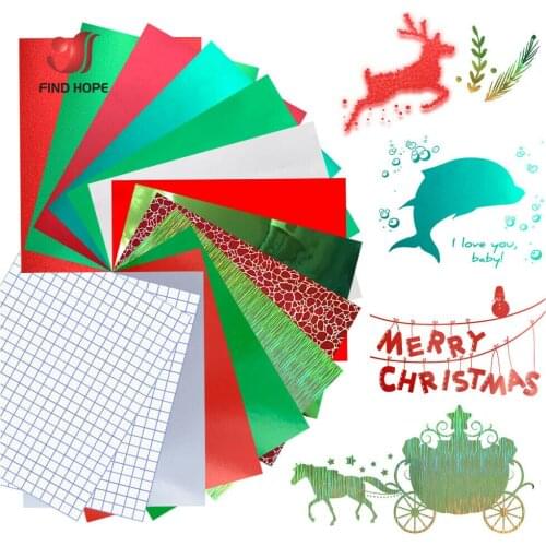 15 Sheets 12"x10" Adhesive Vinyl 13 Assorted Color Vinyl with 2 Transfer Film Making Graphics for Xmas Party Decor Mailbox Decal