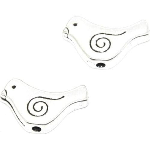 15pcs Wholesale Alloy Metal Bird Charms Spacer Beads For Handemade Jewelry Accessories Making Hole Dia 1mm