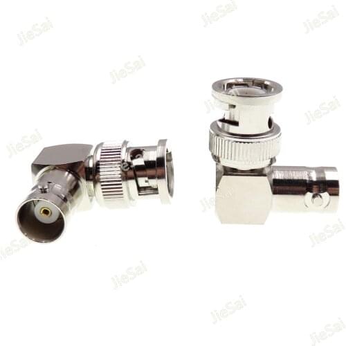 2pcs BNC Male Jack To BNC Female Plug 90 Degree Bend Angle Copper RF Coaxial Adapter 50 Ohm
