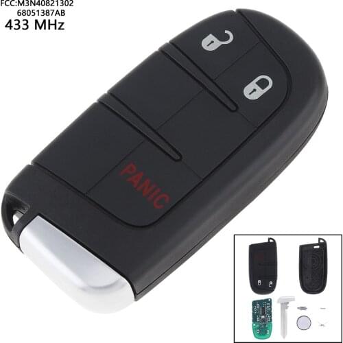 3 Buttons 433MHz Keyless Uncut Flip Remote Car Auto Key Fob Transmitter Push Start Fobik M3N40821302 68051387AB for Dodge
